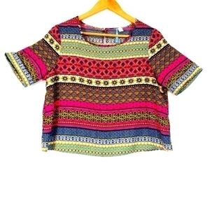 𝅺moonlight Crop Top with Mandela BOHO Print Size Small Made in The USA
